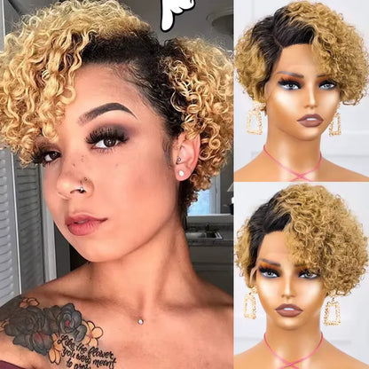 QVR Short Bob Wig Pixie Cut Wig Curly Human Hair Wigs For Women  Lace Front Wigs Peruvian Deep Wave Lace Wig Preplucked Hairline