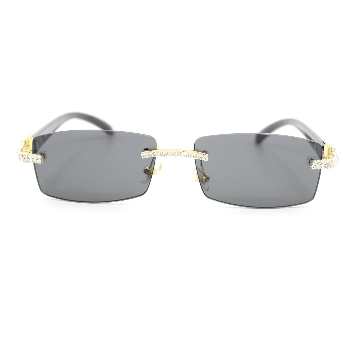 Rhinestone Square Sunglasses Luxury Wood Buffalo Horn Diamond Sun Glasses Fashion Mens Rimless Sunglass Shade Eyewear