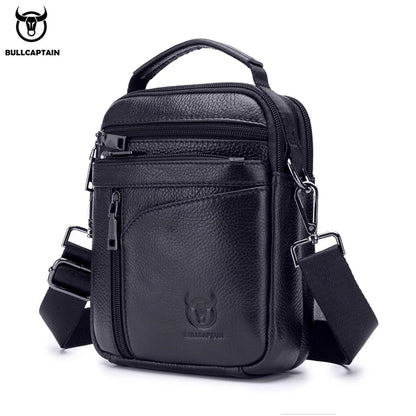 BULLCAPTAIN  New Men Bag Genuine Leather Man Brand Crossbody Shoulder Bag Small Business Bags Male Messenger Leather Bags