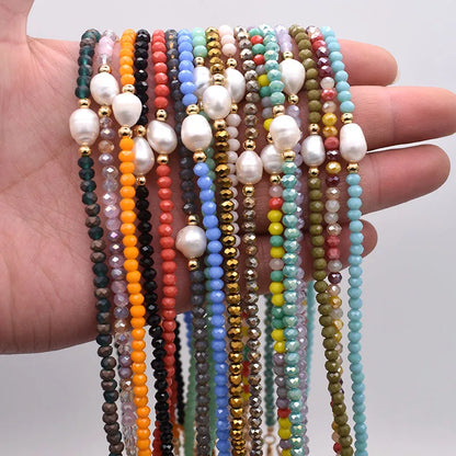 Simple Necklace Natural pearl Statement Short Chain Necklace For Women Seed Crystal glass beads Chain Necklaces Handmade Jewelry