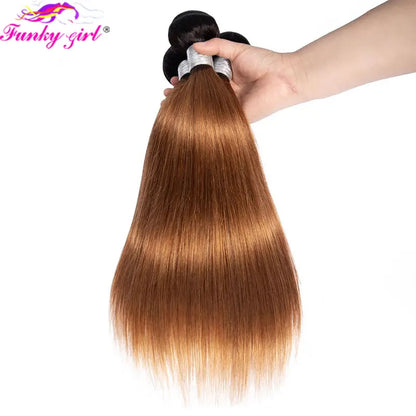10A Hair Brazilian Bone Straight Hair 1B/30 Human Hair Weave Bundles Two Toned Hair Bundles Ombre Straight Hair 3 Pcs Extensions