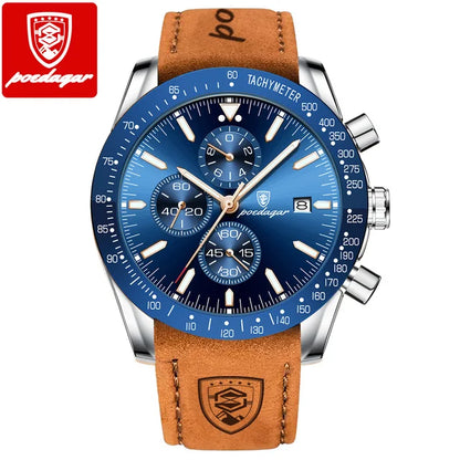 POEDAGAR Watch for Men 988 Slim Business Quartz Men's Watches Luxury Chronograph Sports Mens Wristwatch Clock Relogio Masculino
