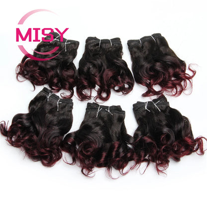 Brazilian Natural Human Hair 200g/Lot Short Curly Hair Bundles Ombre Color 1B 99J 30 27 For Women Hair Extensions Human Hair