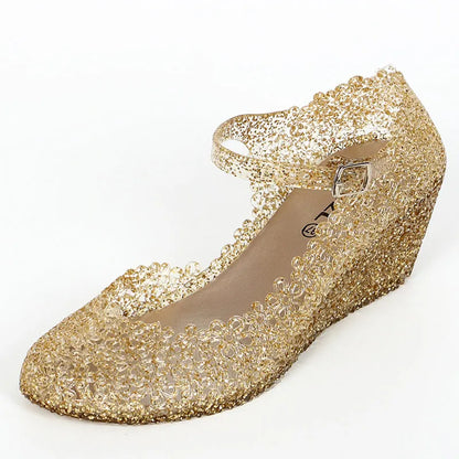 Transparent Shoes Female Summer Leisure Woman Wedge Sandals Women Jelly Shoes 2021 Fashion Style Mother Wedges Sandals Woman