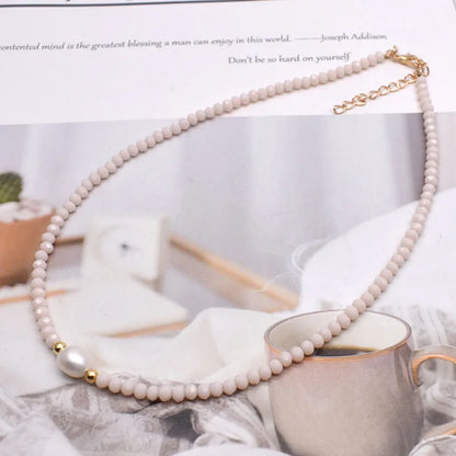 Simple Necklace Natural pearl Statement Short Chain Necklace For Women Seed Crystal glass beads Chain Necklaces Handmade Jewelry