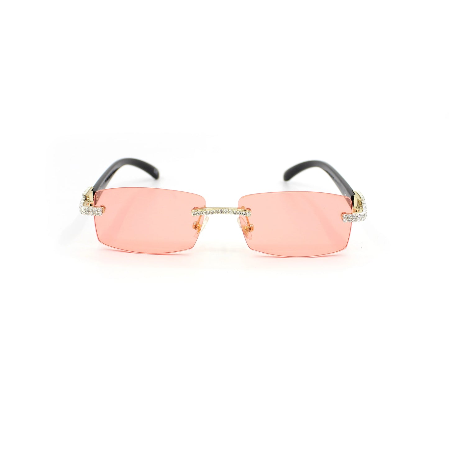 Rhinestone Square Sunglasses Luxury Wood Buffalo Horn Diamond Sun Glasses Fashion Mens Rimless Sunglass Shade Eyewear