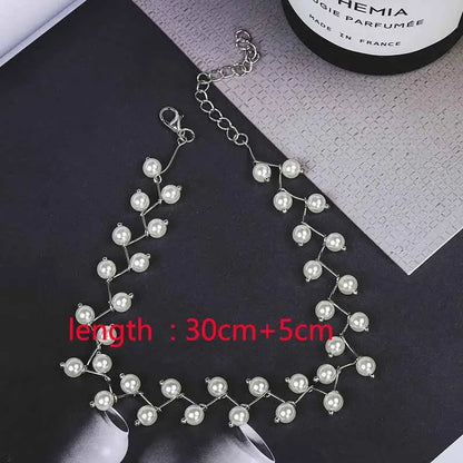 Pearl Necklace Collier Femme Collares Statement Multilayer Choker Statement Jewelry Women Simulated Pearl Necklaces & Pendants