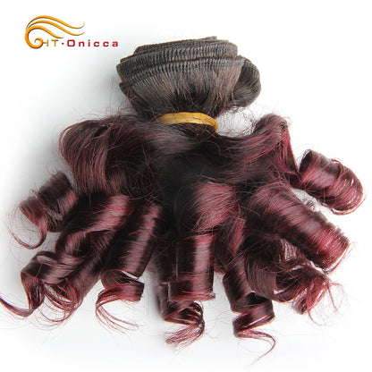 Brazilian Hair 8 Inch Short Human Hair Extensions Curly Hair Bundles 6Pcs Ombre Hair Weave Bundles Free Shipping Htonicca