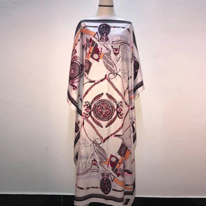 Printed  Dresses For Women 2021 Fashion Design Loose Dress Batwing Maxi Long Femme Vestidos Summer Autumn Party Elegant Dress