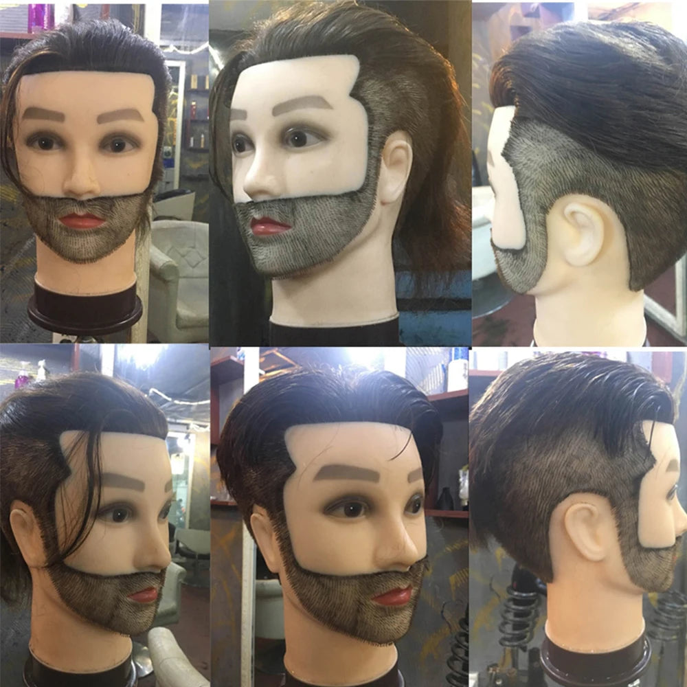 100% Male Real Human Hair Mannequin Practice Training Head With Beard For Cutting Hairdressing Manikin Head For Beauty School