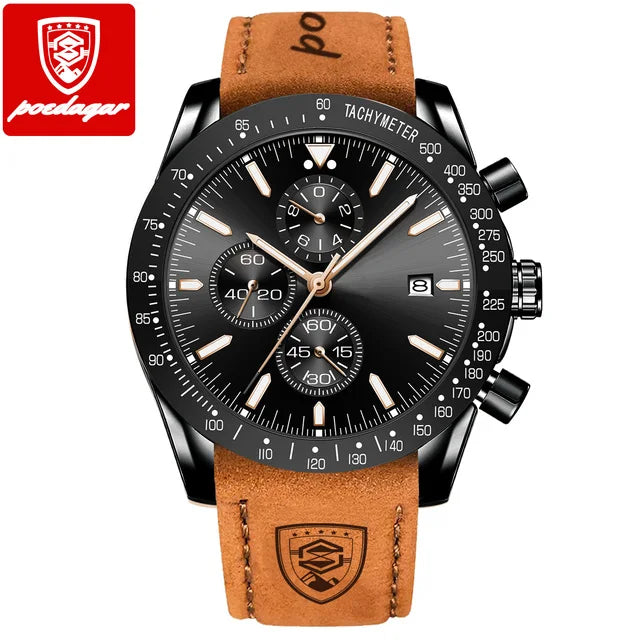 POEDAGAR Watch for Men 988 Slim Business Quartz Men's Watches Luxury Chronograph Sports Mens Wristwatch Clock Relogio Masculino