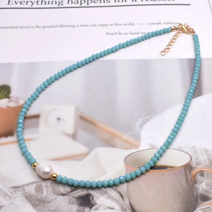 Simple Necklace Natural pearl Statement Short Chain Necklace For Women Seed Crystal glass beads Chain Necklaces Handmade Jewelry