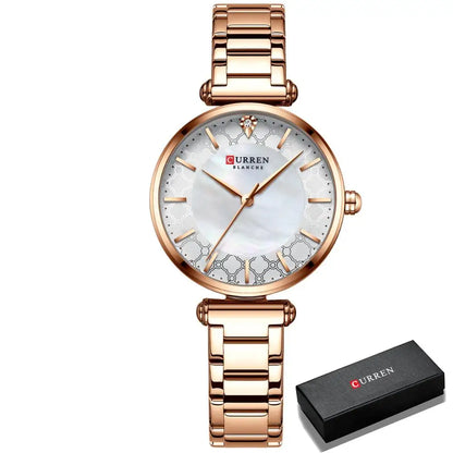 Watches Women CURREN Top Brand Fashion Thin Quartz Wristwatch with Charming Stainless Steel Bracelet часы женские наручные