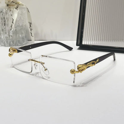 2024 Retro Versatile Sunglasses Pink Yellow Gradient Transparent Glasses Square Rimless Sunglasses