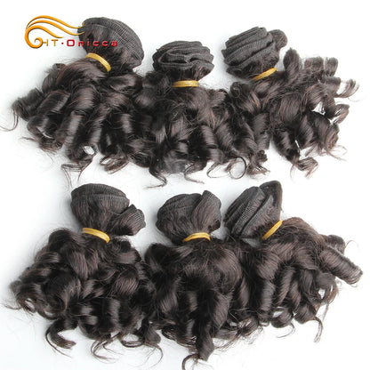 Brazilian Hair 8 Inch Short Human Hair Extensions Curly Hair Bundles 6Pcs Ombre Hair Weave Bundles Free Shipping Htonicca