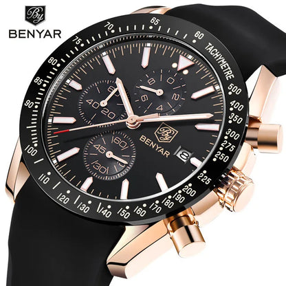 BENYAR 5140 Men Watch Brand Luxury Silicone Waterproof Quartz Watches Men Wrist  Sport WristWatches Relogio Masculino