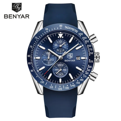 BENYAR 5140 Men Watch Brand Luxury Silicone Waterproof Quartz Watches Men Wrist  Sport WristWatches Relogio Masculino