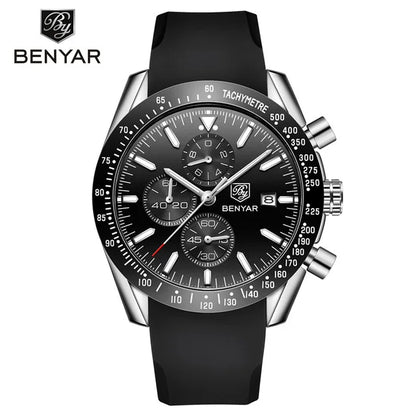 BENYAR 5140 Men Watch Brand Luxury Silicone Waterproof Quartz Watches Men Wrist  Sport WristWatches Relogio Masculino