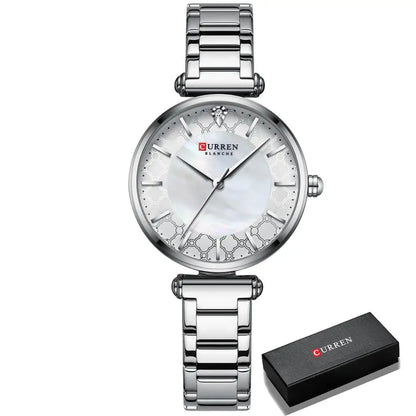 Watches Women CURREN Top Brand Fashion Thin Quartz Wristwatch with Charming Stainless Steel Bracelet часы женские наручные