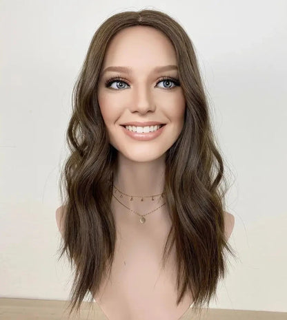 Real Raw European Brown Balayage Toppers for Women Silk Base Topper Clip Hair Real Scalp Silk Top Kosher Human Hair Toupee 3*5