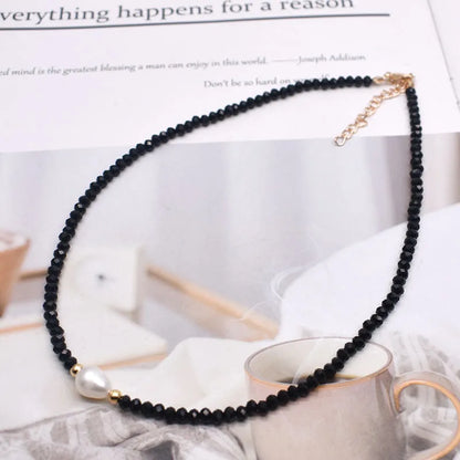 Simple Necklace Natural pearl Statement Short Chain Necklace For Women Seed Crystal glass beads Chain Necklaces Handmade Jewelry
