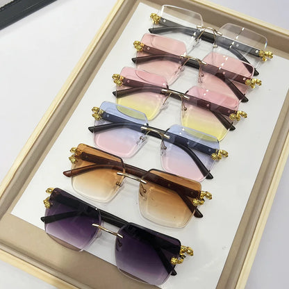 Rimless Fashion Sunglasses Trend 2024 Shades UV400 Women and Men Sun Glasses