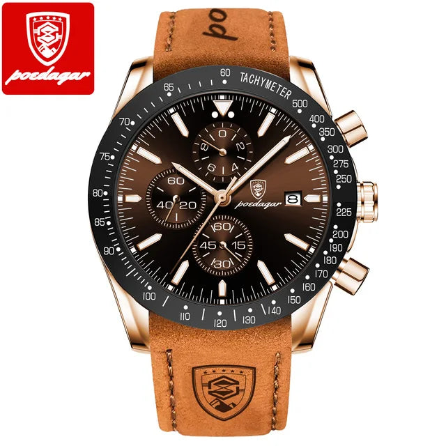POEDAGAR Watch for Men 988 Slim Business Quartz Men's Watches Luxury Chronograph Sports Mens Wristwatch Clock Relogio Masculino