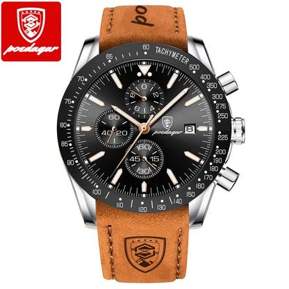 POEDAGAR Watch for Men 988 Slim Business Quartz Men's Watches Luxury Chronograph Sports Mens Wristwatch Clock Relogio Masculino