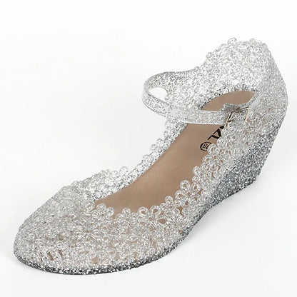 Transparent Shoes Female Summer Leisure Woman Wedge Sandals Women Jelly Shoes 2021 Fashion Style Mother Wedges Sandals Woman