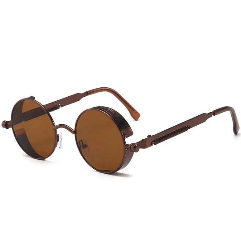 Classic Steampunk Sunglasses for Men and Women Retro Round Metal Frame Sunglasses