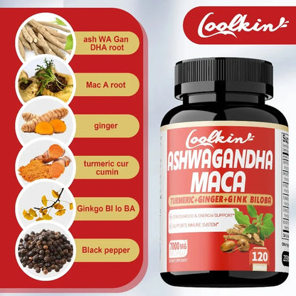 Ashwagandha and Maca Capsules - Improves Muscle, Endurance, Strength and Male Performance, Relieves StressCapsule