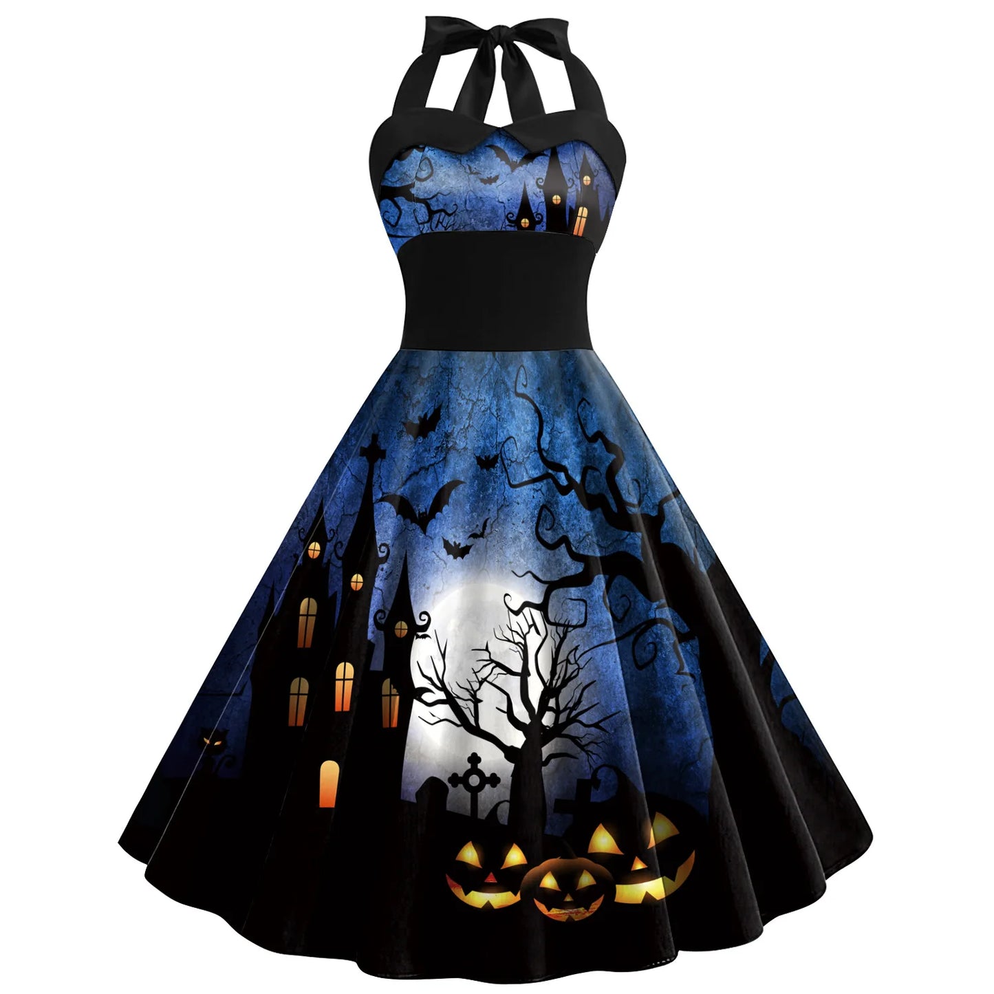 [You're My Secret] Vintage Dress Women 2023 Summer Sexy Print Halloween Party Dresses Vestidos Robe Pin Up Y2K Rockabilly Dress