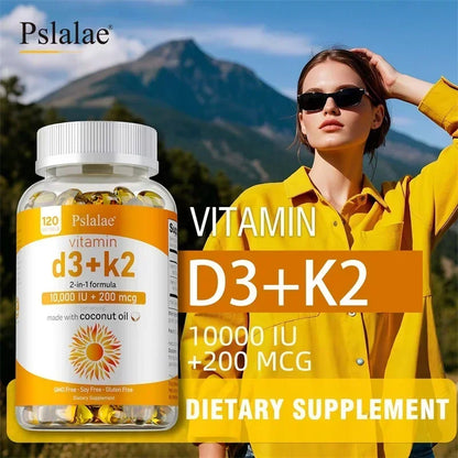 Vitamin D3+K2 Supplement - for Calcium Absorption, Maintain Teeth, Bones, Heart and Joint Health, Promote Blood Circulation