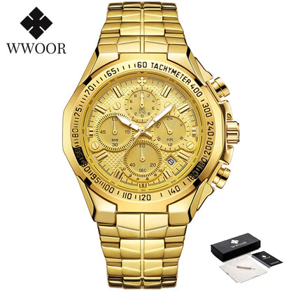 Relogio Masculino WWOOR Mens Watches 2024 Top Brand Luxury Wrist Watches For Men Gold Big Golden Male Chronograph Wristwatch Man