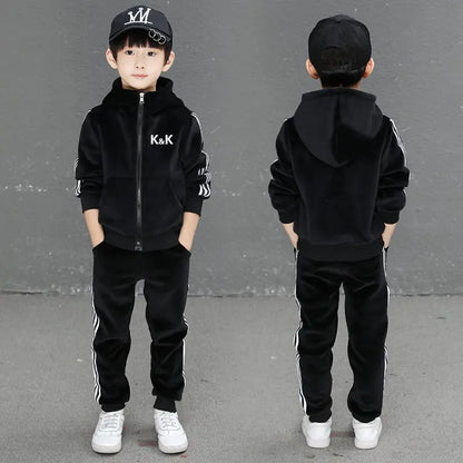 Boys Suit Sweatshirts +Pants Cotton 2Pcs/Sets 2023 Graceful Spring Autumn Sports Sets School Outdoors Thicken Children Clothing