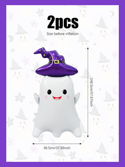 1pc/2pcs ghost aluminum foil balloons, suitable for Halloween party, ghost party, Halloween atmosphere decoration supplies
