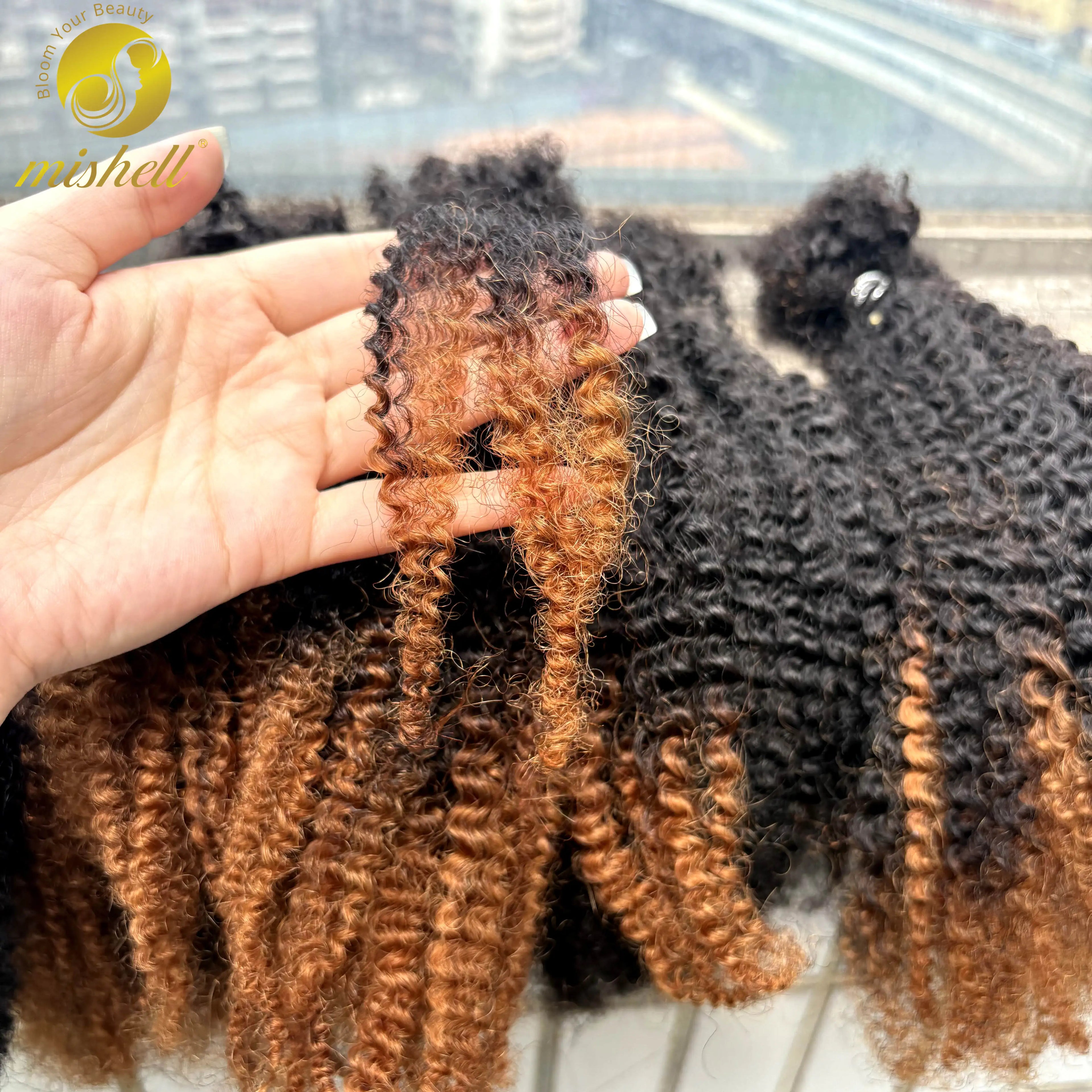 16inch Brazilian Remy Hair Afro Kinky Curly Bulk Human Hair For Braiding  30g/Bundle Natural Color Braids Hair No Weft for Women