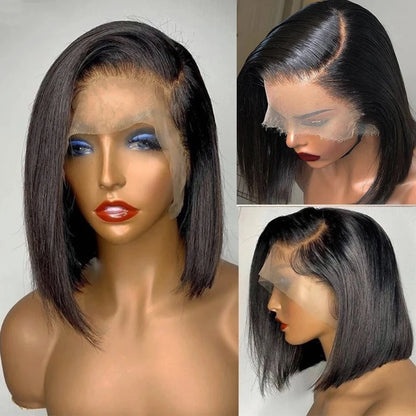 Bone Straight Bob Human Hair Wigs Pre Plucked Brazilian HD 13x4 4x4 Closure Lace Frontal Straight 100% Human Hair Wig Short Bob