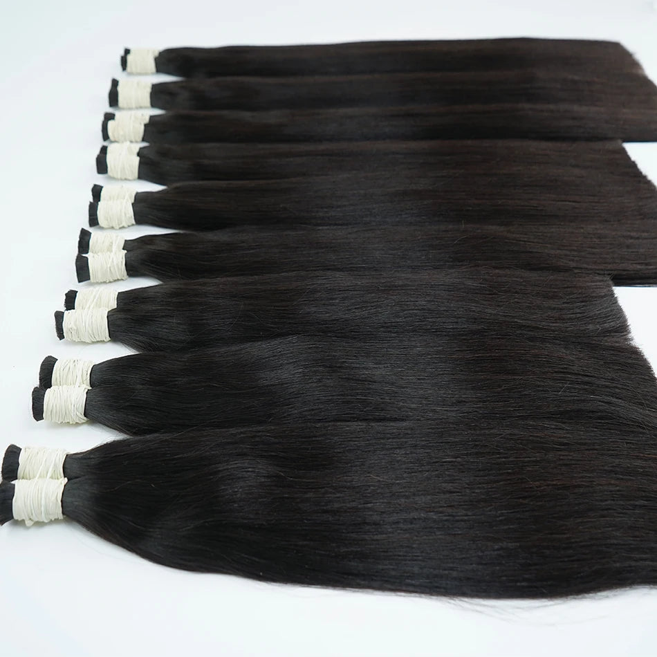16A Vietnamese Double Drawn Human Hair Bulk Boho Braids Hair Extensions Short Hair Less Bone Straight No Weft 300g 613#