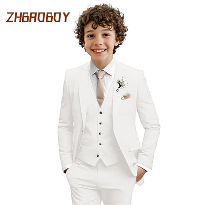 Boys Suit 3 Piece Slim Fit Kids Tuxedo Suit Formal Wedding Outfit Blazer Vest Pants Set