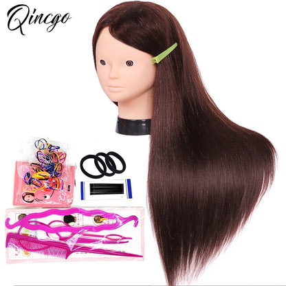 85% Real Human Hair Mannequin Heads For Curling Straighten Training Professional Solon Hairdresser Dummy Doll Heads For Hairstyl