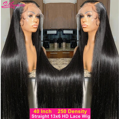 28 30 40 Inch Bone Straight Human Hair Wig 250 Density 13x6 Hd Lace Frontal Wig For Black Women Long Cheap Brazilian Virgin Hair