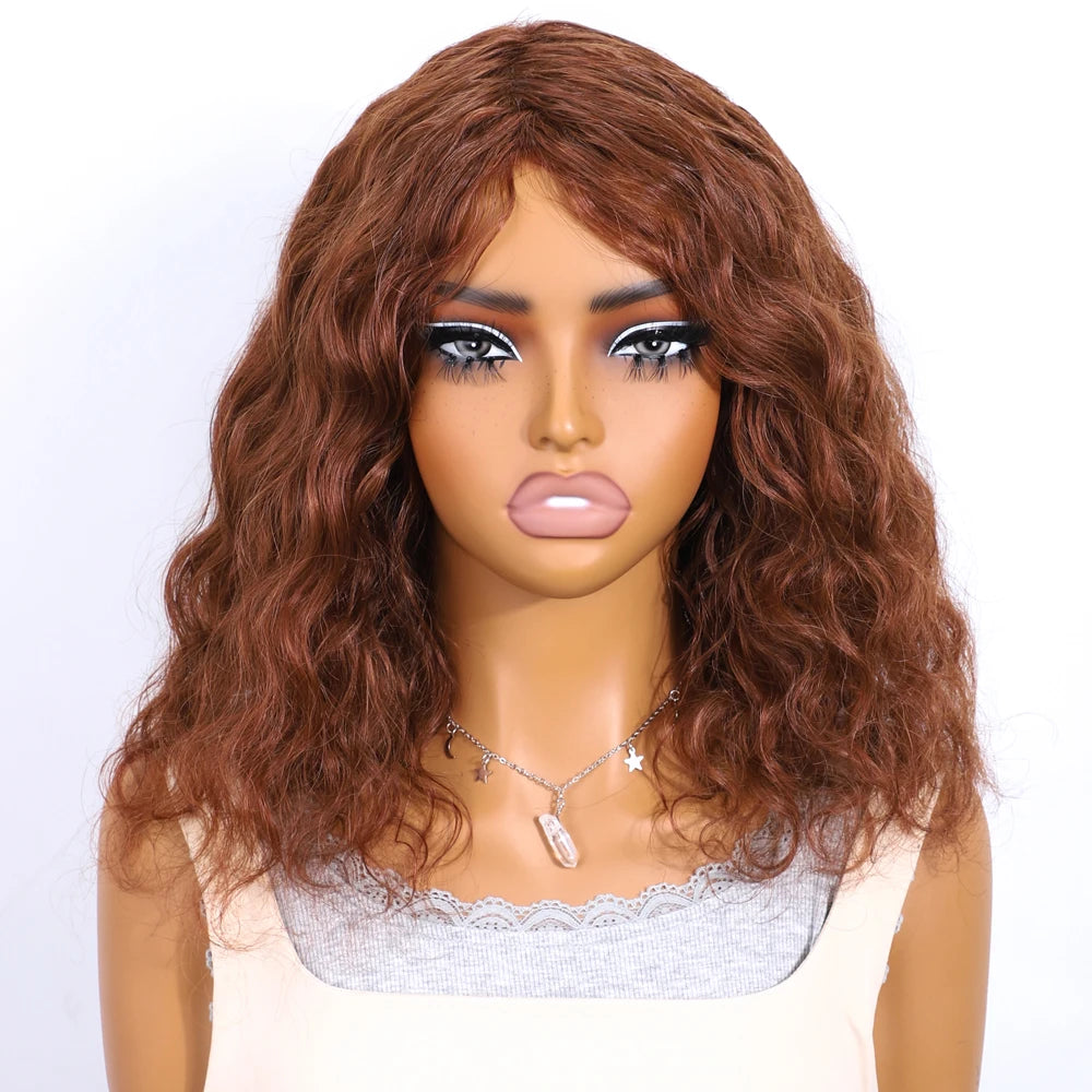 Short Body Wave Wigs 180 Density Ready To Wear Brown Water Wave Bob Brazilian Human Hair Wigs For Women Full Machine Made Wigs