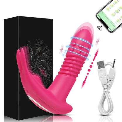 APP Thrusting Vibrator for Women Clitoris Stimulator Rotating Telescopic Wearable Dildo G Spot Massage Adult Sex Toy for Women