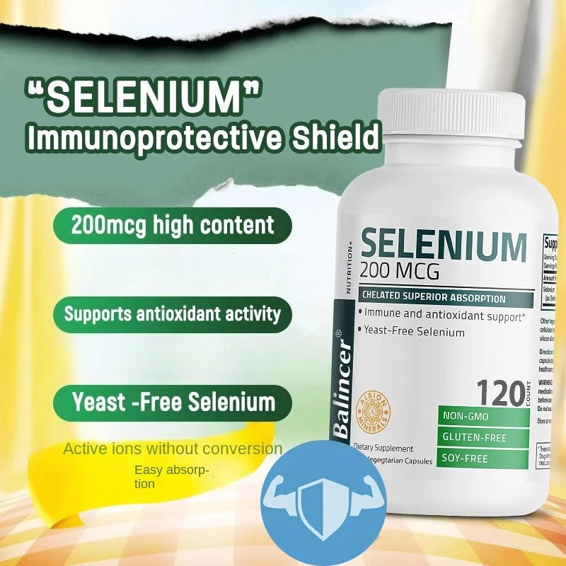 Selenium Capsules - Antioxidant Support, Increases Energy Levels, Boosts Metabolism, Immune System, Improves Brain Function