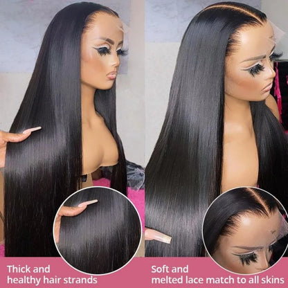 Bone Straight Double Drawn Human Hair Wig 220% Density 13x4 Transparent Lace Frontal Raw Vietnamese Remy Hair Full End Wigs