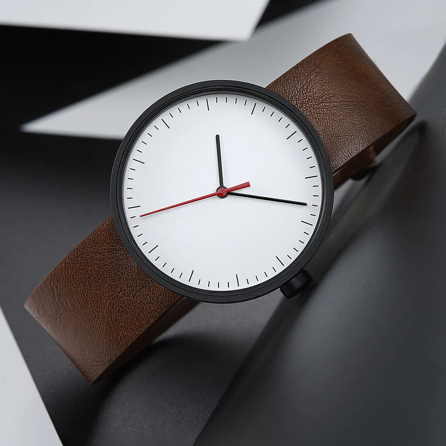 Watches For Men Minimalist Casual Waterproof Quartz Wristwatches High Quality PU Strap Original Clock 2025 Reloj Hombre
