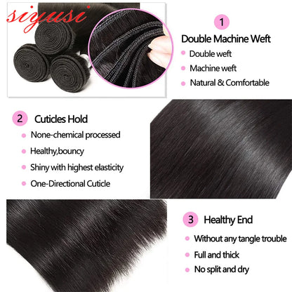 Bone Straight Bundles 1/3/4 pcs Natural Black Women Sew In Remy Human Hair Extension Cheap Brazilian Straight Human Hair Bundles
