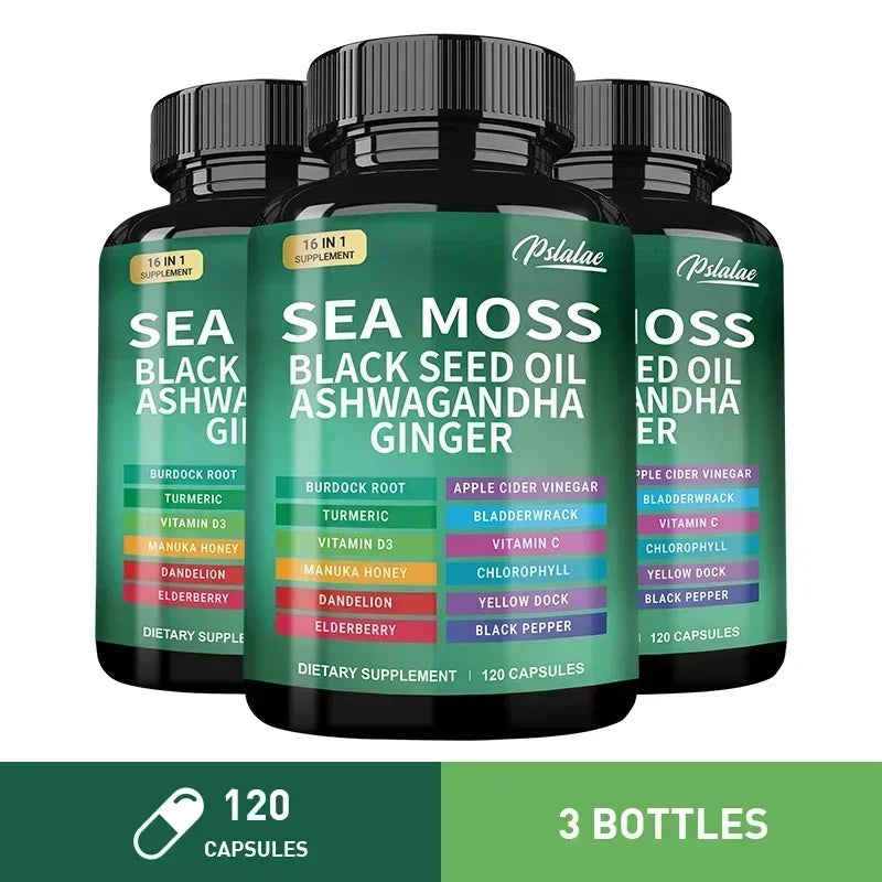 Sea Moss Supplement - Supports Thyroid Health, Anti-aging, Antioxidant, Improve Immunity, Detox, Beauty Health