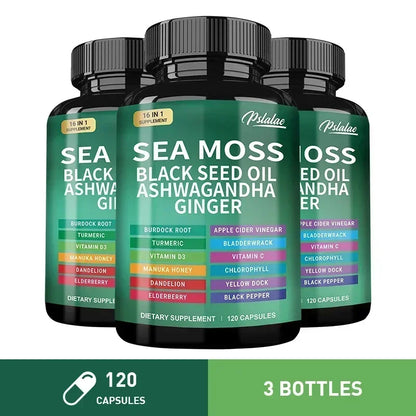 Sea Moss Supplement - Supports Thyroid Health, Anti-aging, Antioxidant, Improve Immunity, Detox, Beauty Health